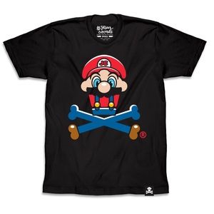 NEW Johnny Cupcakes® Let’s-A-Bake Crossbones Short Sleeve Mario Tee Shirt Medium
